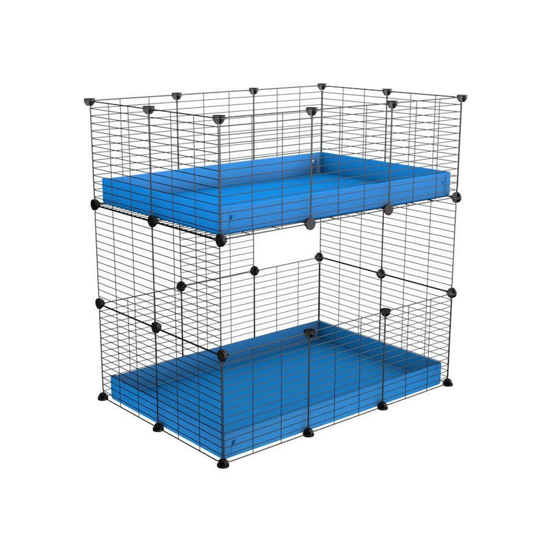A two tier 3x2 c&c cage for guinea pigs with two levels blue correx baby safe grids by brand kavee in the USA