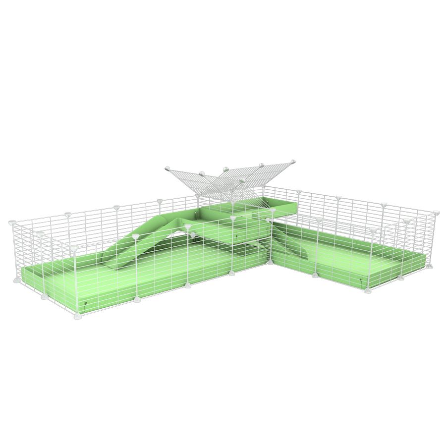 White L-Shape 8x2 C&C Cage with Divider & Loft