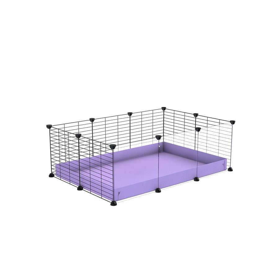 A cheap 3x2 C&C cage with clear transparent perspex acrylic windows  for guinea pig with purple lilac pastel coroplast and baby grids from brand kavee