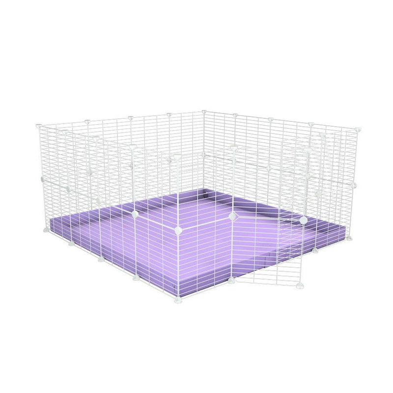 A 4x4 C&C rabbit cage with safe baby bars white C and C grids purple coroplast by kavee USA