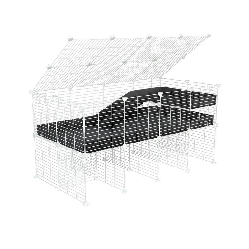 A 2x4 C and C guinea pig cage with stand loft ramp lid small size meshing safe white grids black correx sold in USA