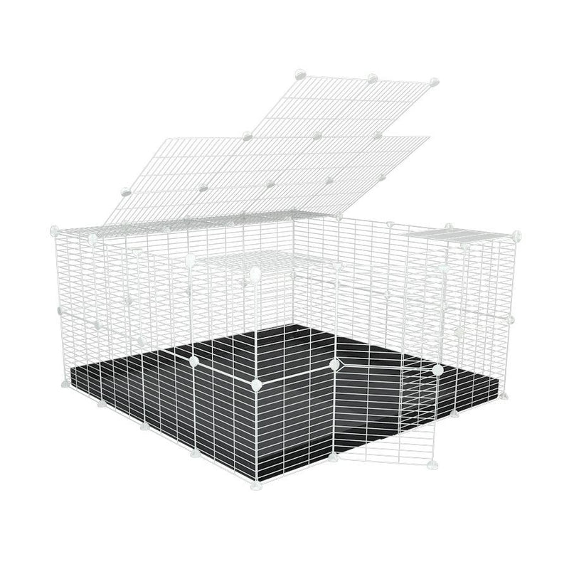 A 4x4 C&C rabbit cage with a top and safe small meshing baby bars white CC grids and black coroplast by kavee USA
