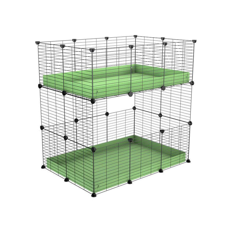 A two tier 3x2 c&c cage for guinea pigs with two levels green pastel correx baby safe grids by brand kavee in the USA