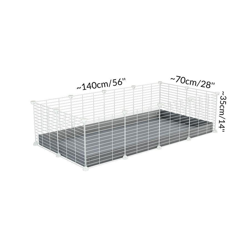 Dimensions of A 2x4 C and C cage for guinea pigs with gray coroplast a lid and small hole white CC grids from brand kavee