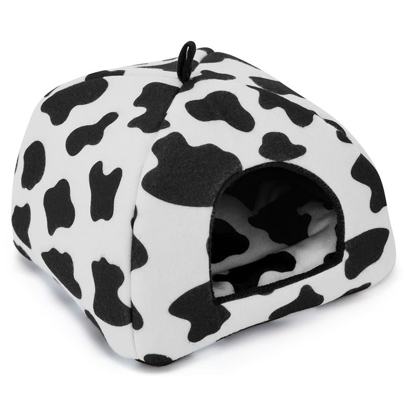 a guinea pig hidey house made of cowprint fleece by kavee