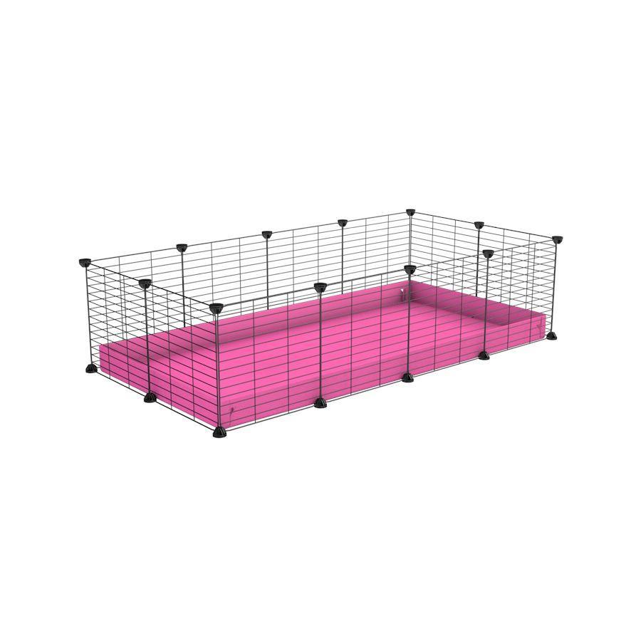 A cheap 4x2 C&C cage for guinea pig with pink coroplast and baby grids from brand kavee