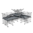 L-Shape 6x2 C&C Cage with Divider, Loft & Stand