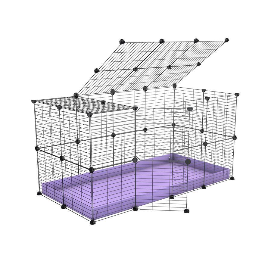 A 4x2 C&C rabbit cage with top and safe baby bars grids purple coroplast by kavee USA