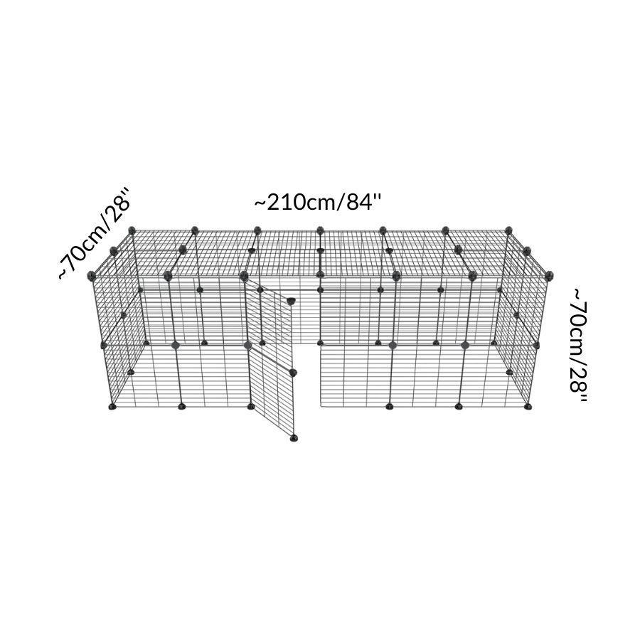 Dimensions of a tall 6x2 outdoor modular run with a top and baby bars safe C&C grids for guinea pigs or Rabbits by brand kavee 