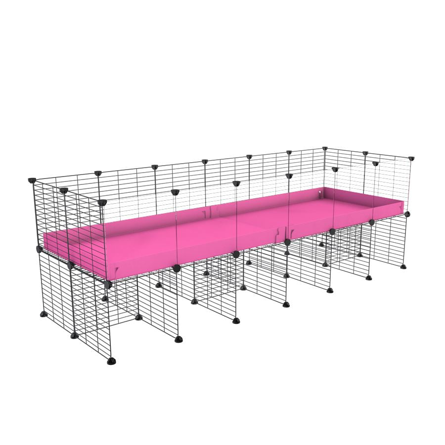 a 6x2 CC cage with clear transparent plexiglass acrylic panels  for guinea pigs with a stand pink correx and grids sold in USA by kavee