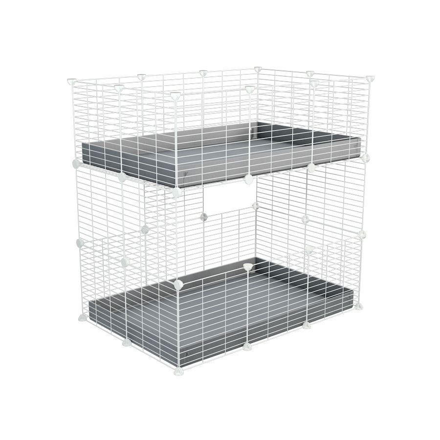 White Two Tier 3x2 C&C Double Cage