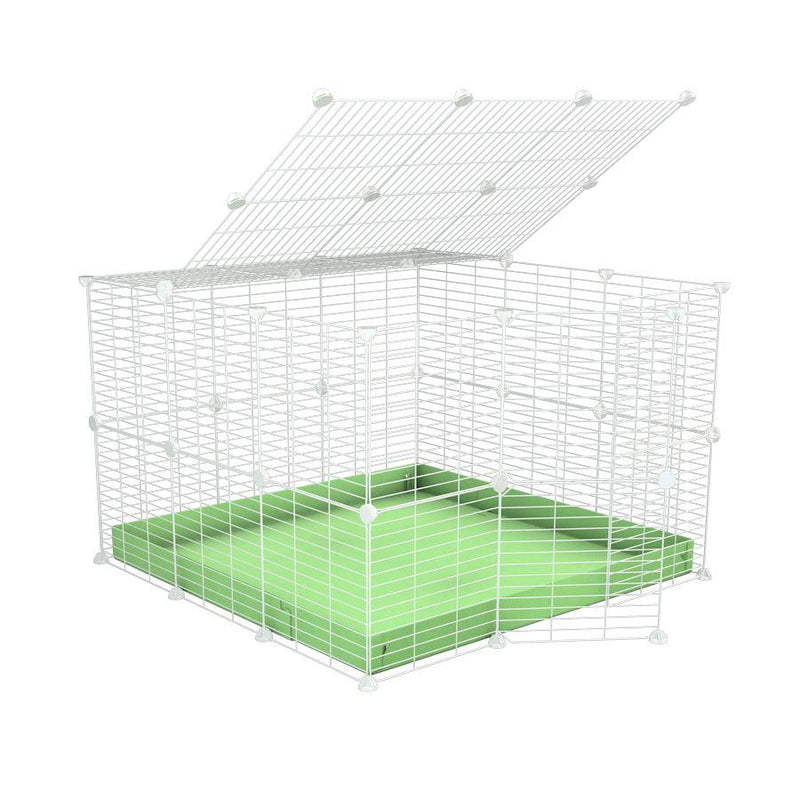 A 3x3 C&C rabbit cage with a top and safe small meshing baby bars white CC grids and purple coroplast by kavee USA