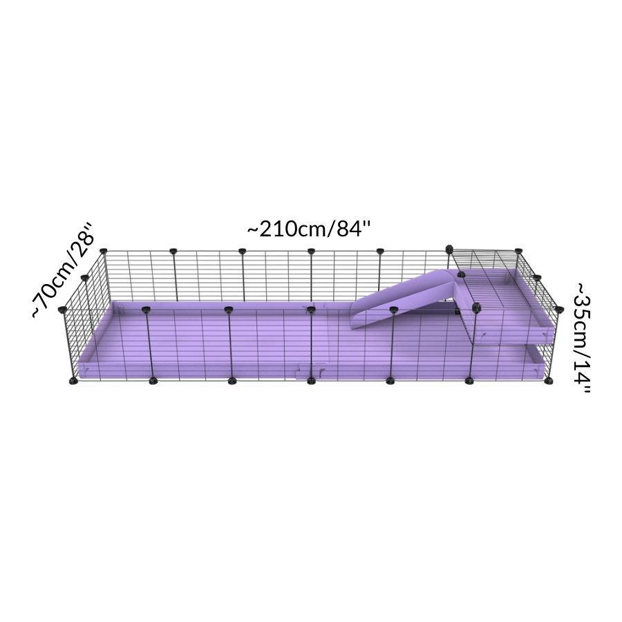 Size of a 6x2 C&C guinea pig cage with a loft and a ramp purple lilac pastel coroplast sheet and baby bars by kavee