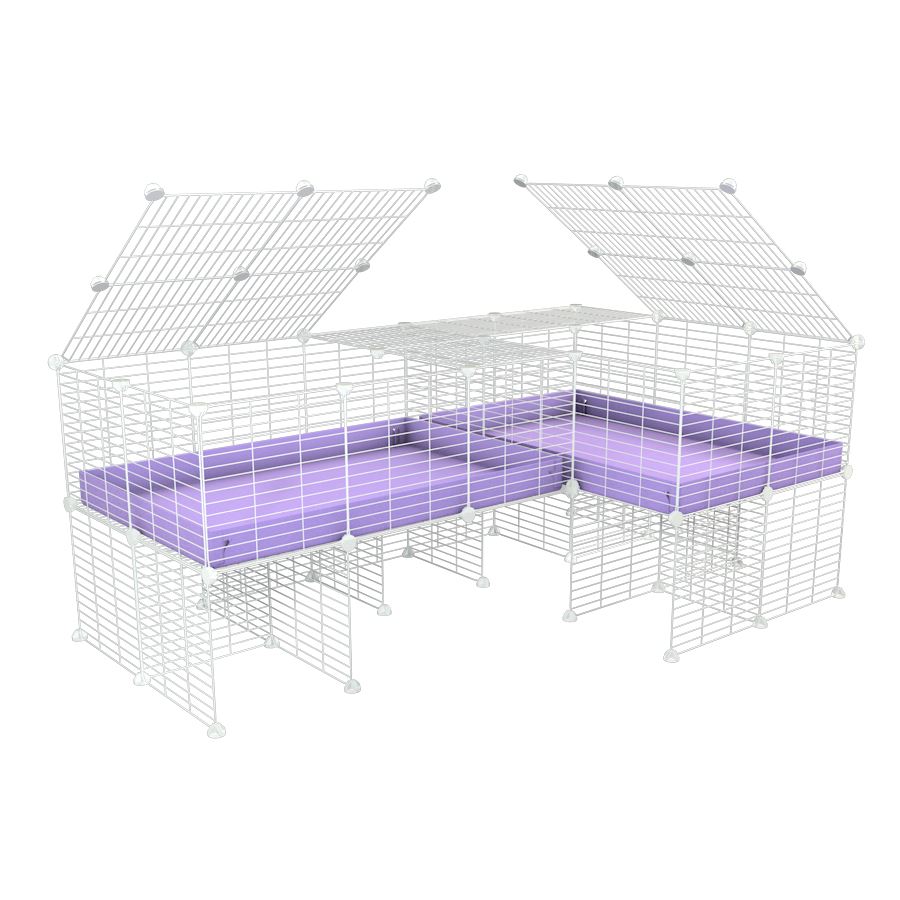 White L-Shape 6x2 C&C Cage with Divider & Stand