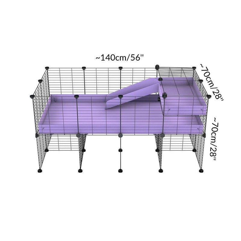 Size of a 4x2 CC guinea pig cage with stand loft ramp small mesh grids purple lilac pastel corroplast by brand kavee